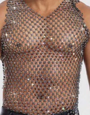 Men's Hollow V-Neck Plum Blossom Chain Vest Tank Top